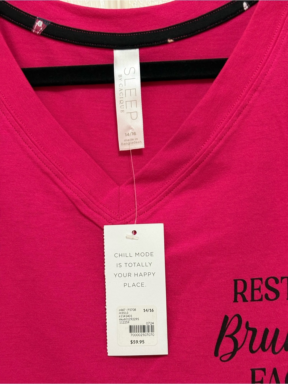 Lane Bryant Bright Pink V‑Neck Pajama Set